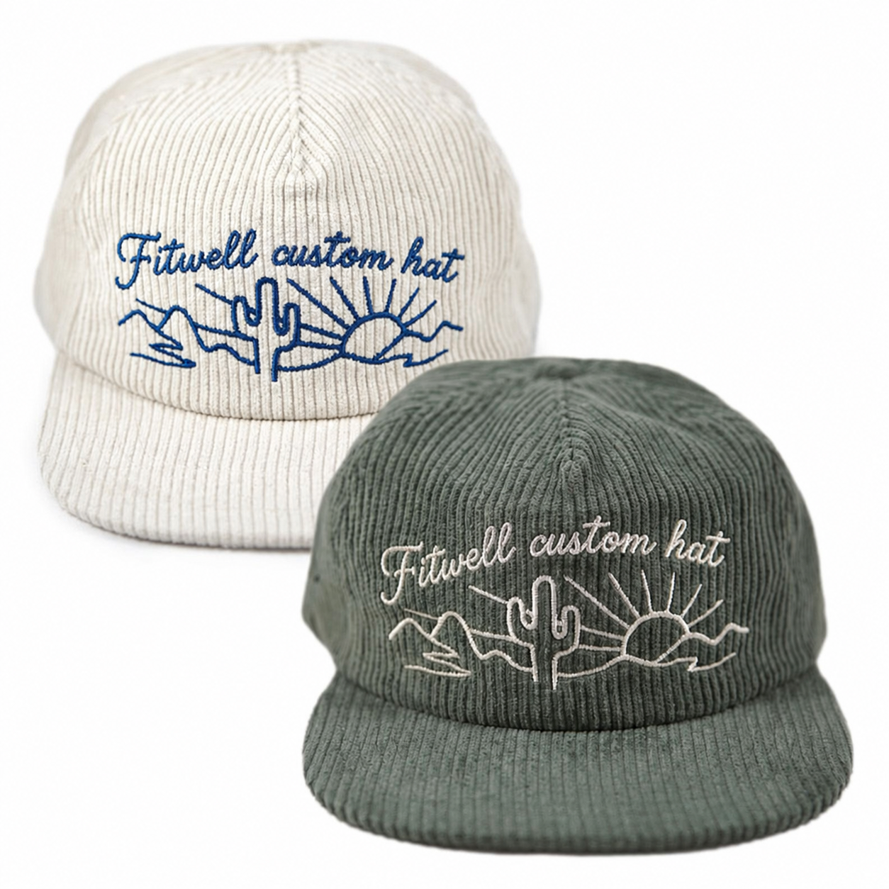Desert Roam Embroidered Corduroy Five-Panel Snapback Cap