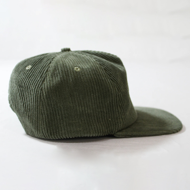 Vintage Olive Corduroy 5 Panel Cap with Embroidered Good Days Logo