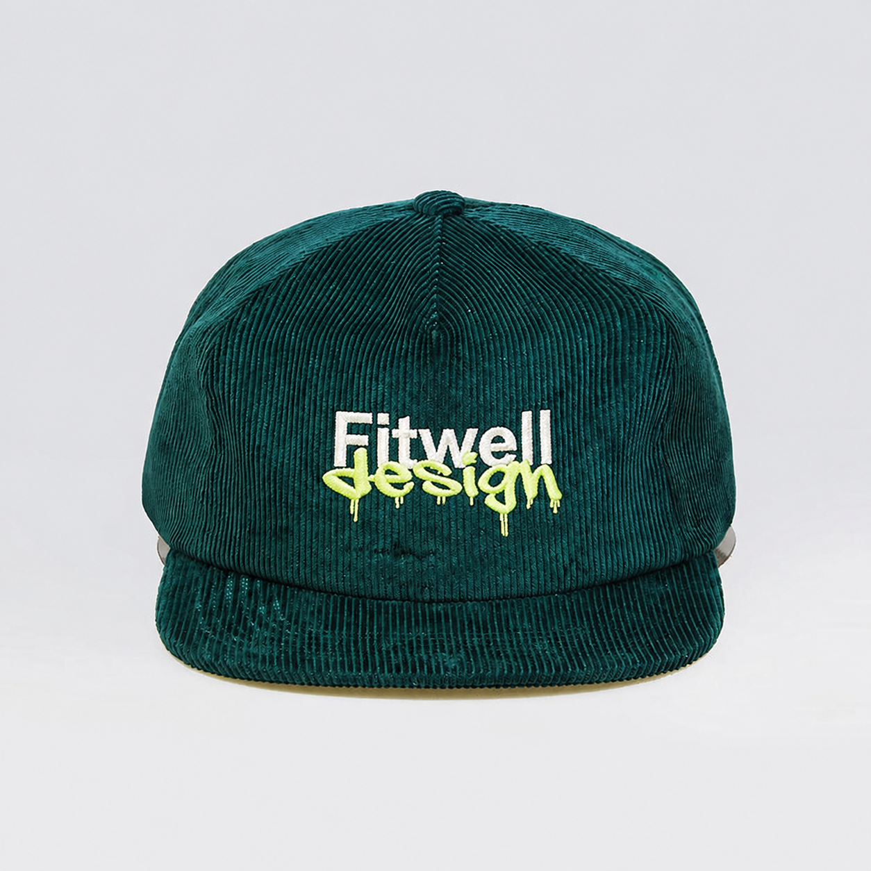 Vintage Teal Corduroy 5-Panel Snapback Hat with Cactus Embroidery