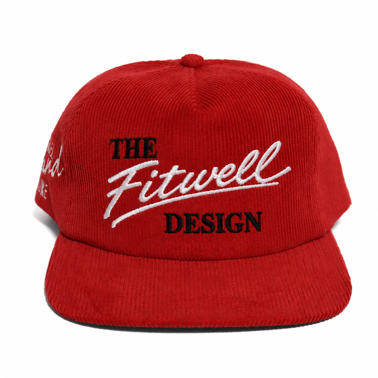 Red Corduroy 5-Panel Snapback Hat with Heartthrobs of America Embroidery