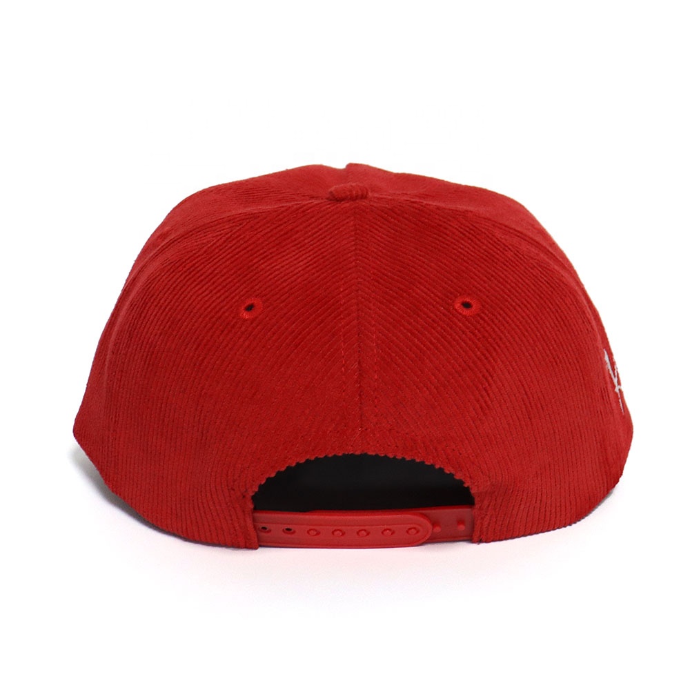 Red Corduroy 5-Panel Snapback Hat with Heartthrobs of America Embroidery