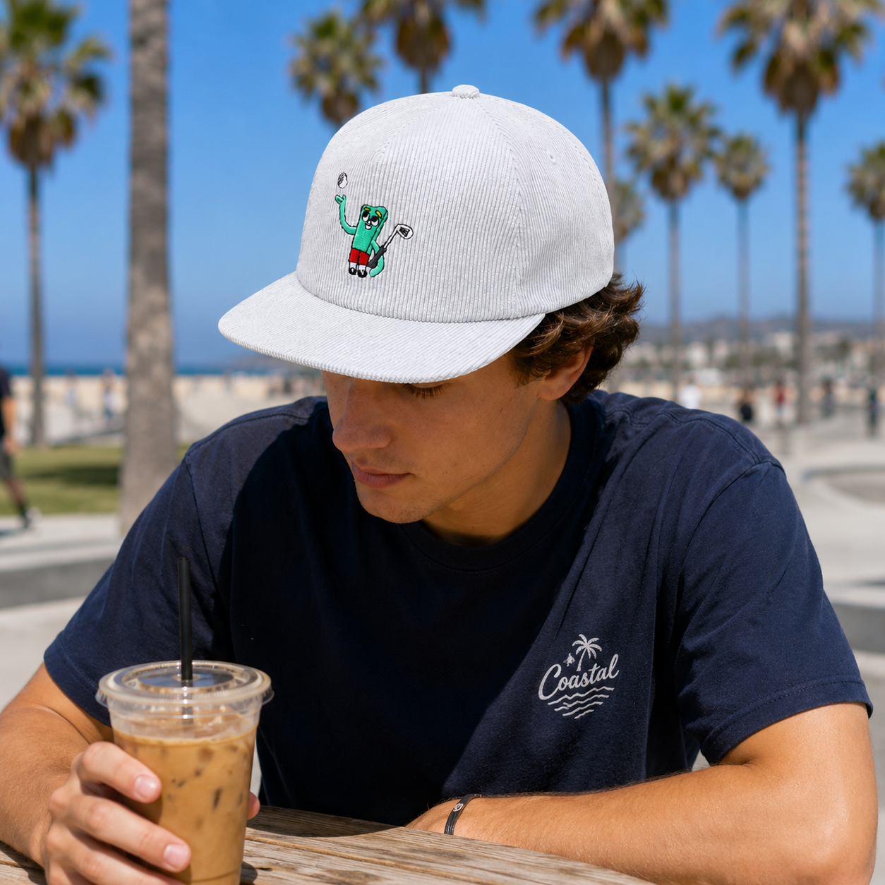 Golf Character Light Gray Corduroy Snapback Cap