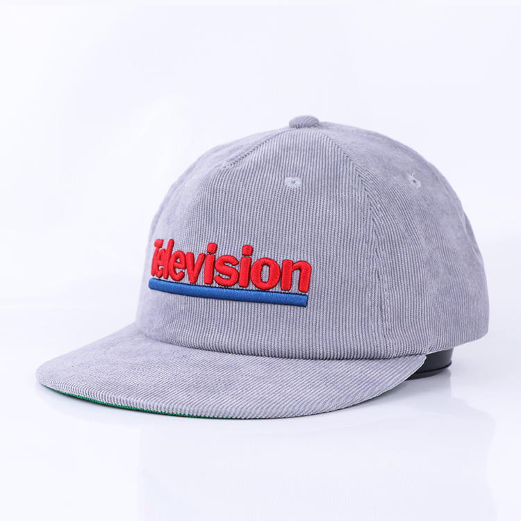 Light Gray Corduroy Embroidered Soft-Front Snapback Cap