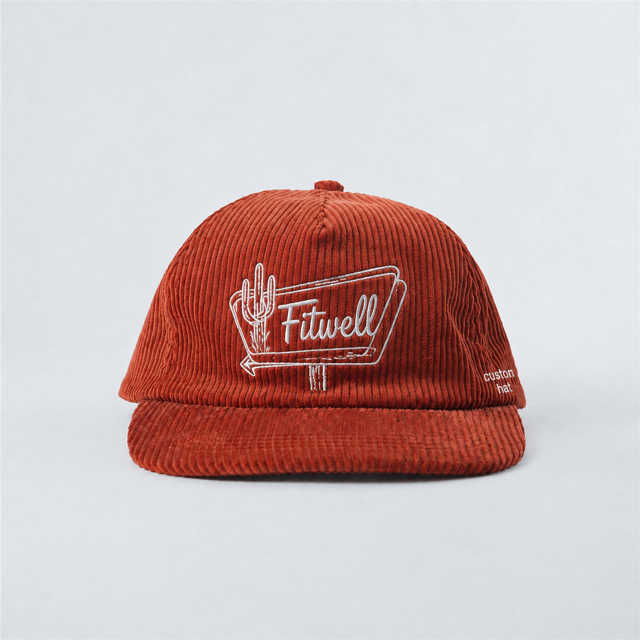 Black and Rust Corduroy Western Embroidered 5 Panel Caps