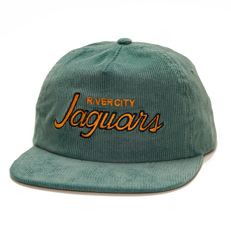 Green Corduroy Snapback Cap with Jaguars Embroidered Logo