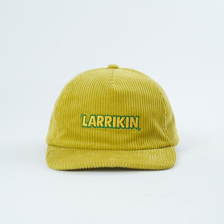 Mustard Yellow Corduroy Five-Panel Cap with Front Embroidered Lettering