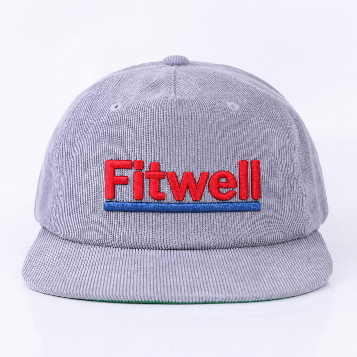 Light Gray Corduroy Embroidered Soft-Front Snapback Cap