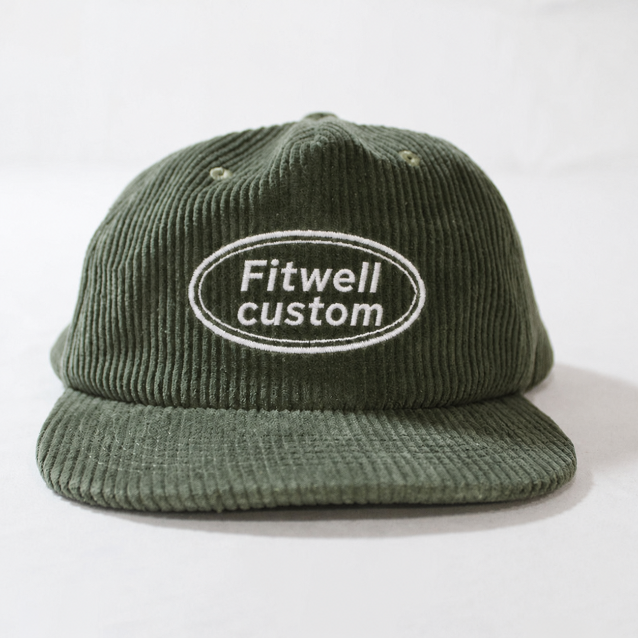 Vintage Olive Corduroy 5 Panel Cap with Embroidered Good Days Logo