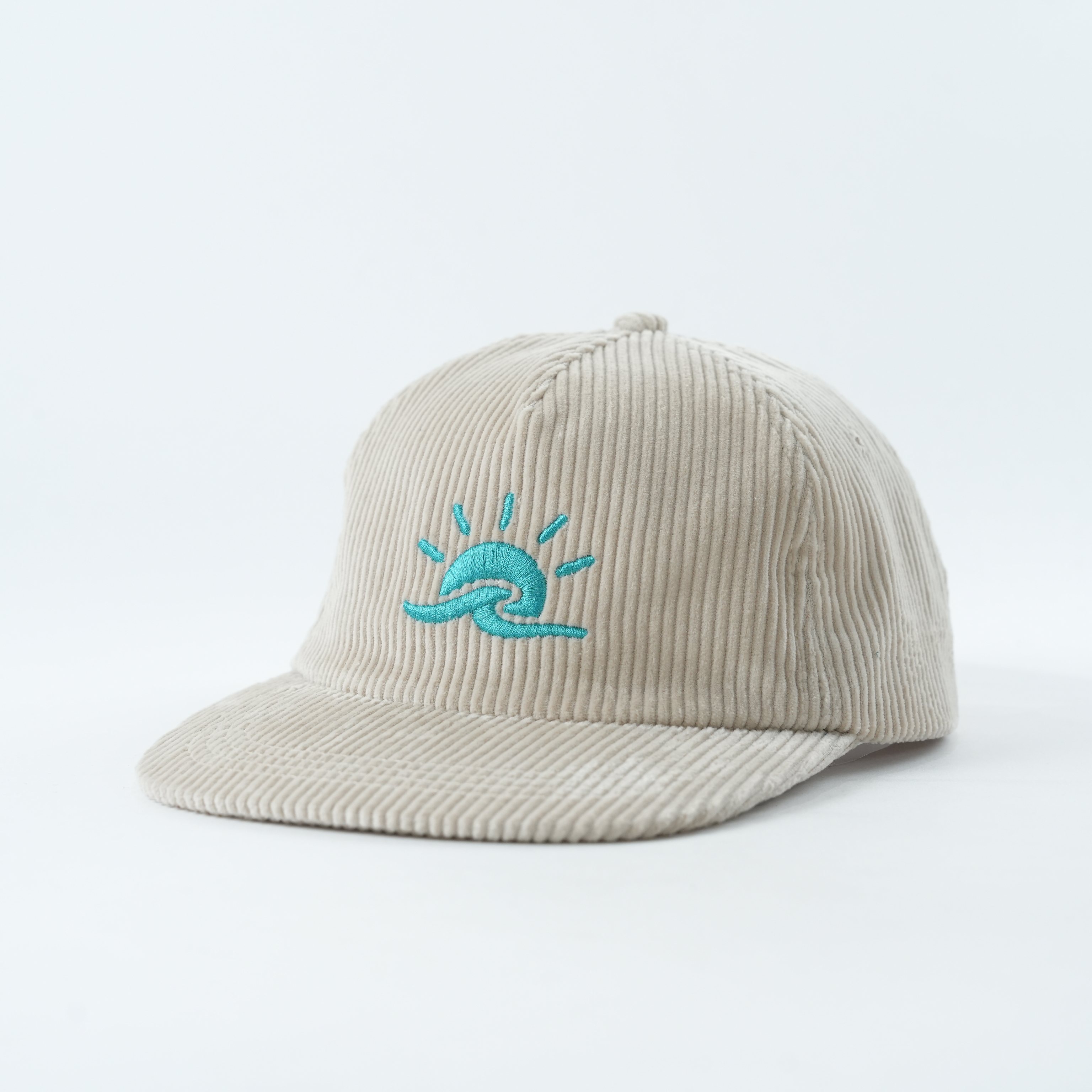 Beige Ribbed Wave Embroidery Casual Streetwear Cap