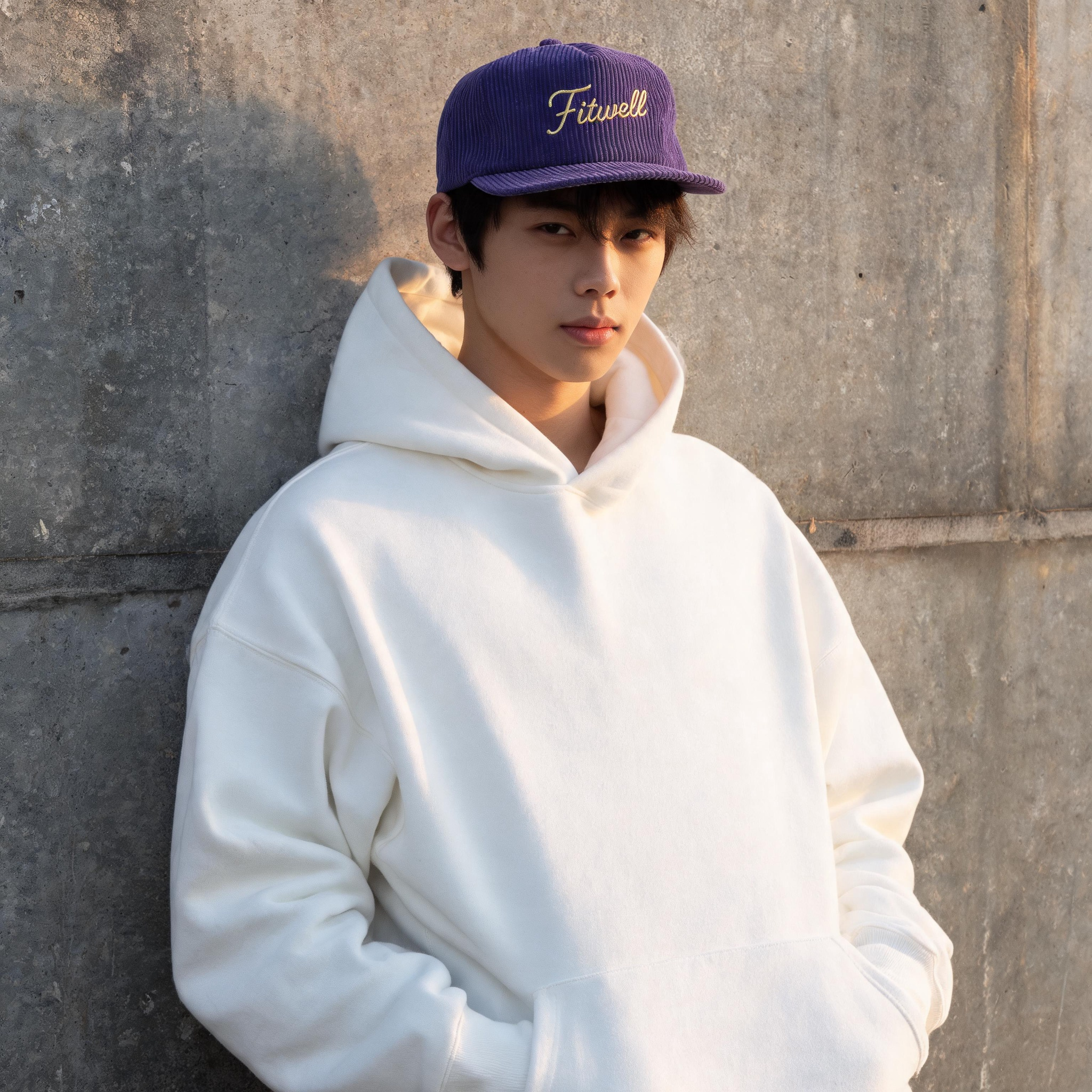 Purple Corduroy Snapback Cap with Embroidered Logo Soft Front 5 Panel Baseball Hat