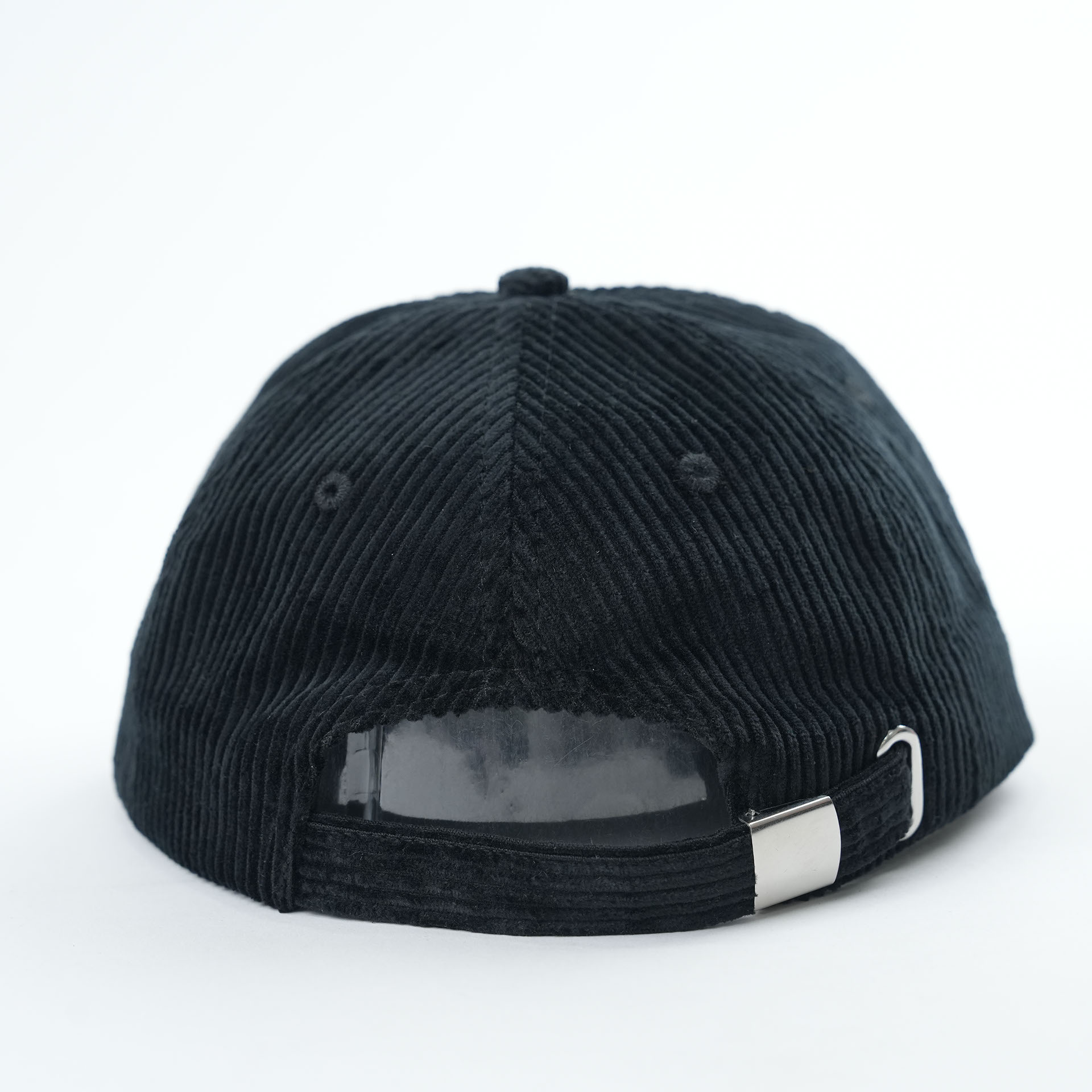 Black Corduroy Ocean Wave Embroidered Five-Panel Snapback Cap