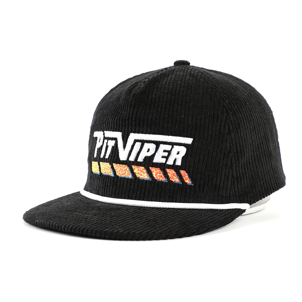 Vintage Corduroy Snapback Cap with Embroidered Logo Adjustable Flat Brim Streetwear Hat