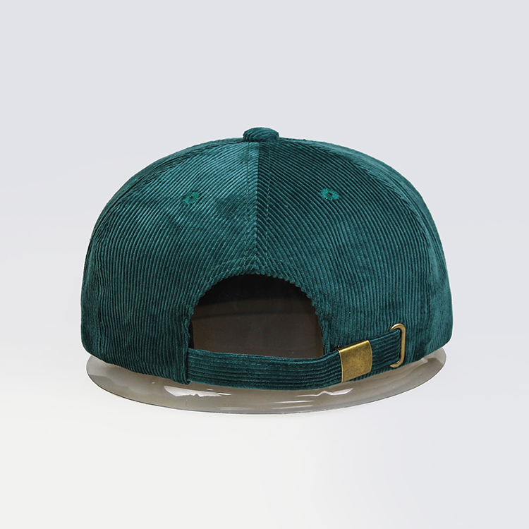 Vintage Teal Corduroy 5-Panel Snapback Hat with Cactus Embroidery