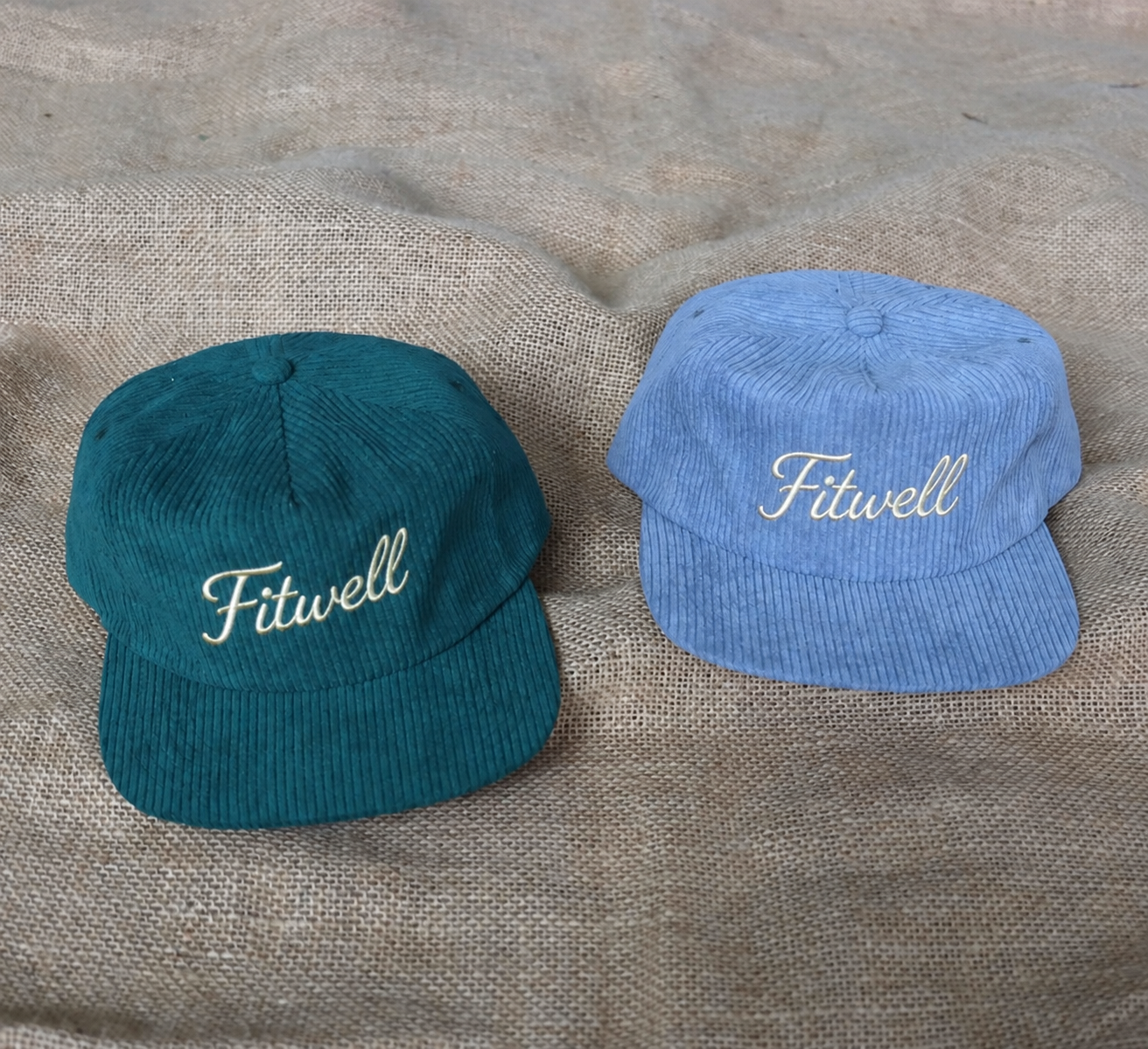 Retro Soft-Crown Corduroy Five-Panel Flat Brim Hat with Script Embroidery and Adjustable Snap Closure