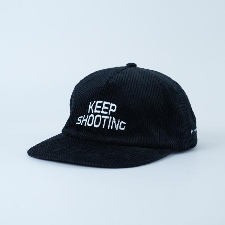 Vintage Corduroy Snapback Cap with Embroidered Keep Shooting Logo