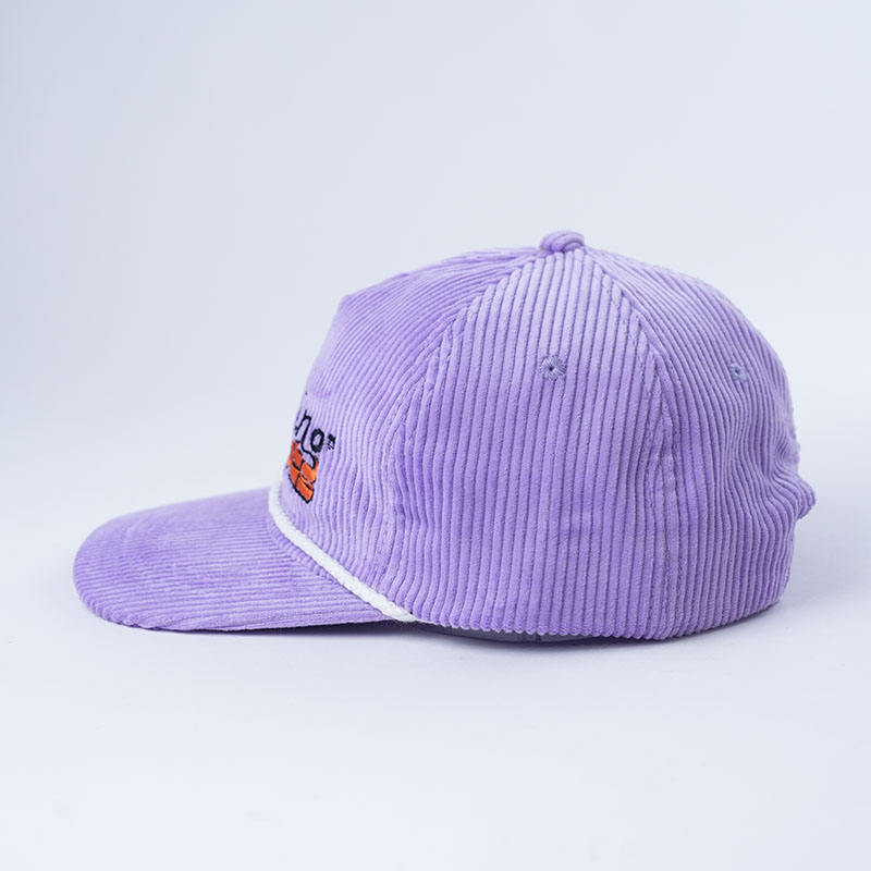 Purple Corduroy Snapback Cap with Chasing Sunsets Embroidered Logo