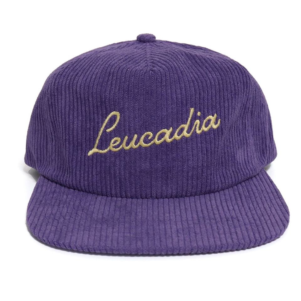 Purple Corduroy Snapback Cap with Embroidered Logo Soft Front 5 Panel Baseball Hat