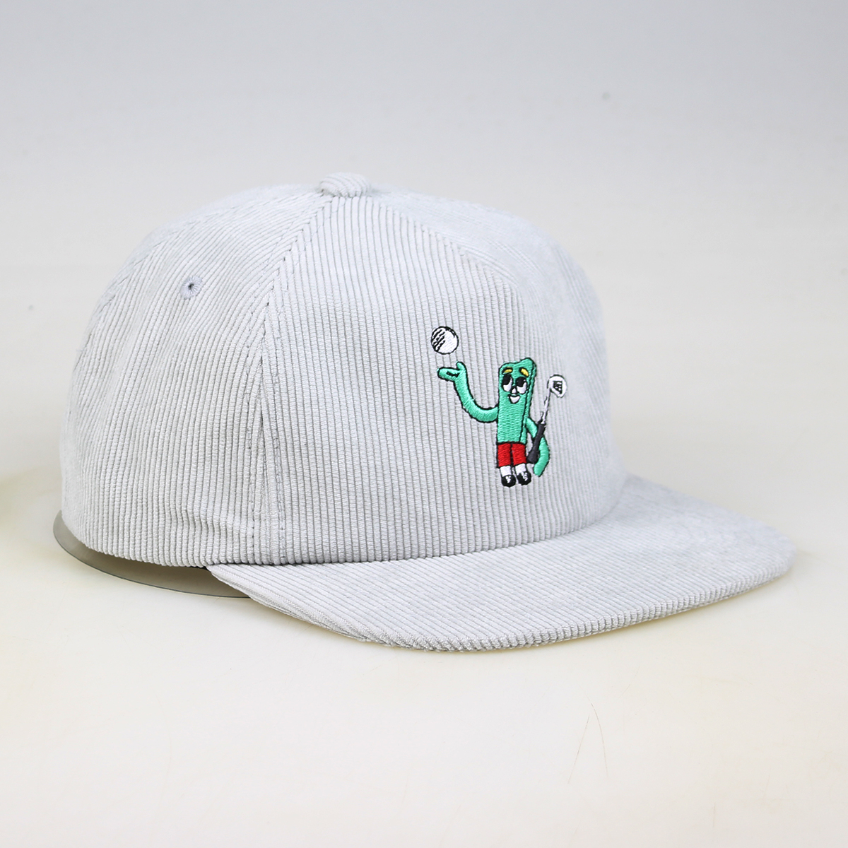 Golf Character Light Gray Corduroy Snapback Cap