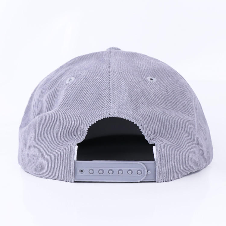 Light Gray Corduroy Embroidered Soft-Front Snapback Cap