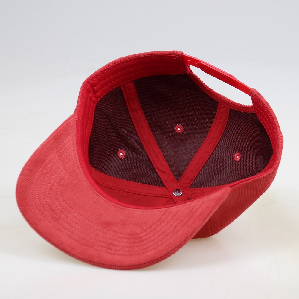 Red Kinfolk Script Embroidered Corduroy Five-Panel Snapback Cap