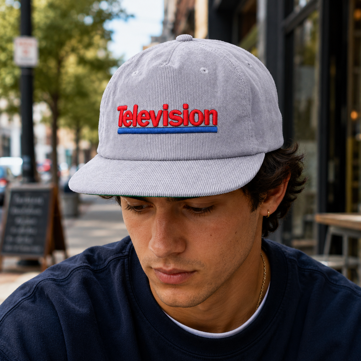 Light Gray Corduroy Embroidered Soft-Front Snapback Cap