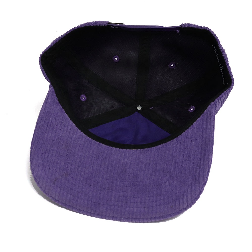 Purple Corduroy Snapback Cap with Embroidered Logo Soft Front 5 Panel Baseball Hat