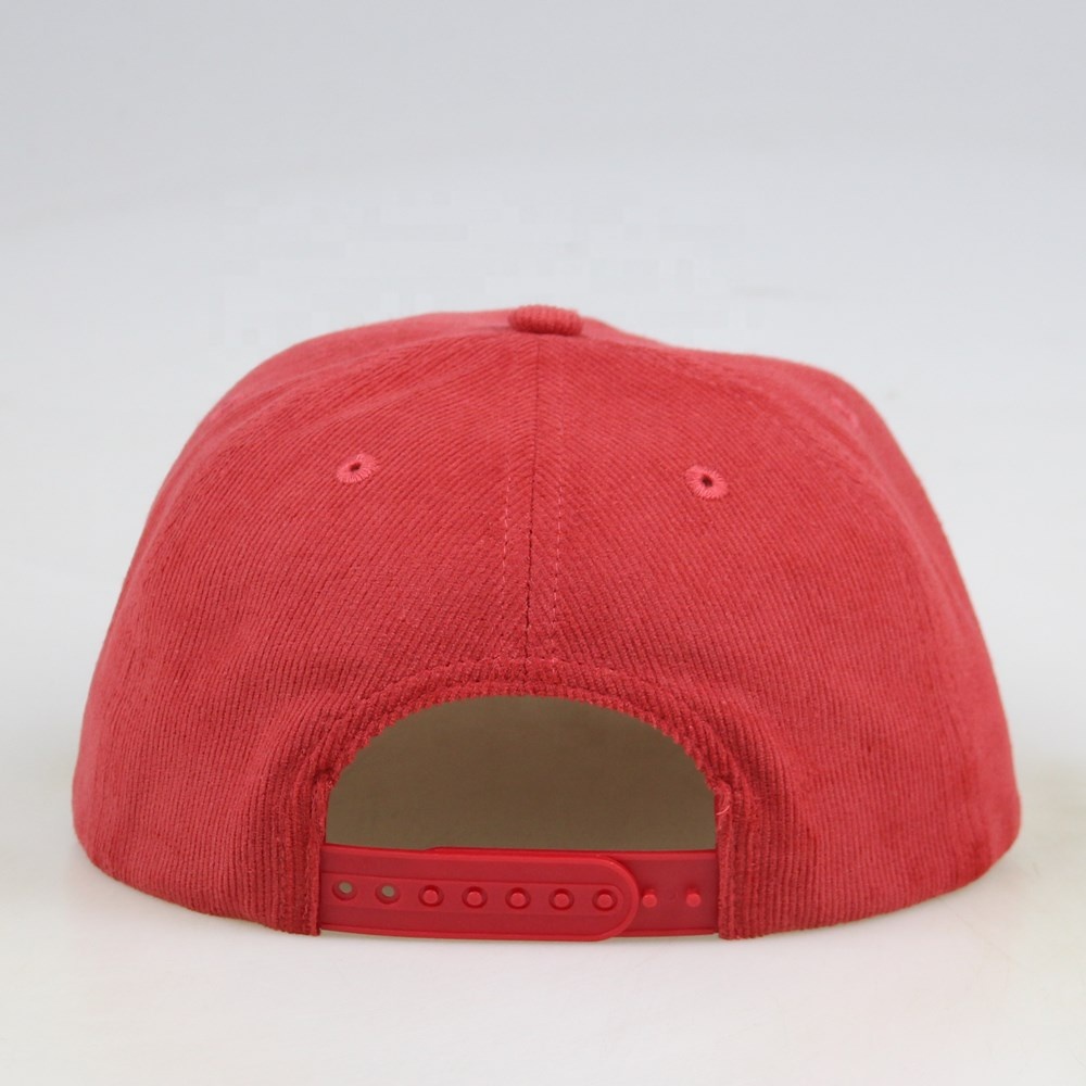 Red Kinfolk Script Embroidered Corduroy Five-Panel Snapback Cap