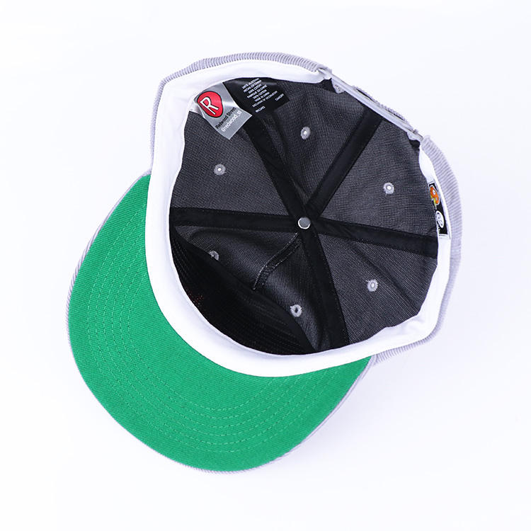 Light Gray Corduroy Embroidered Soft-Front Snapback Cap