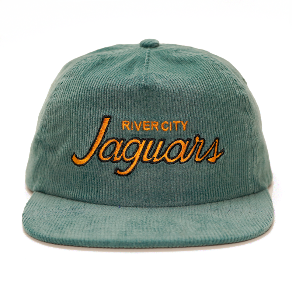 Green Corduroy Snapback Cap with Jaguars Embroidered Logo