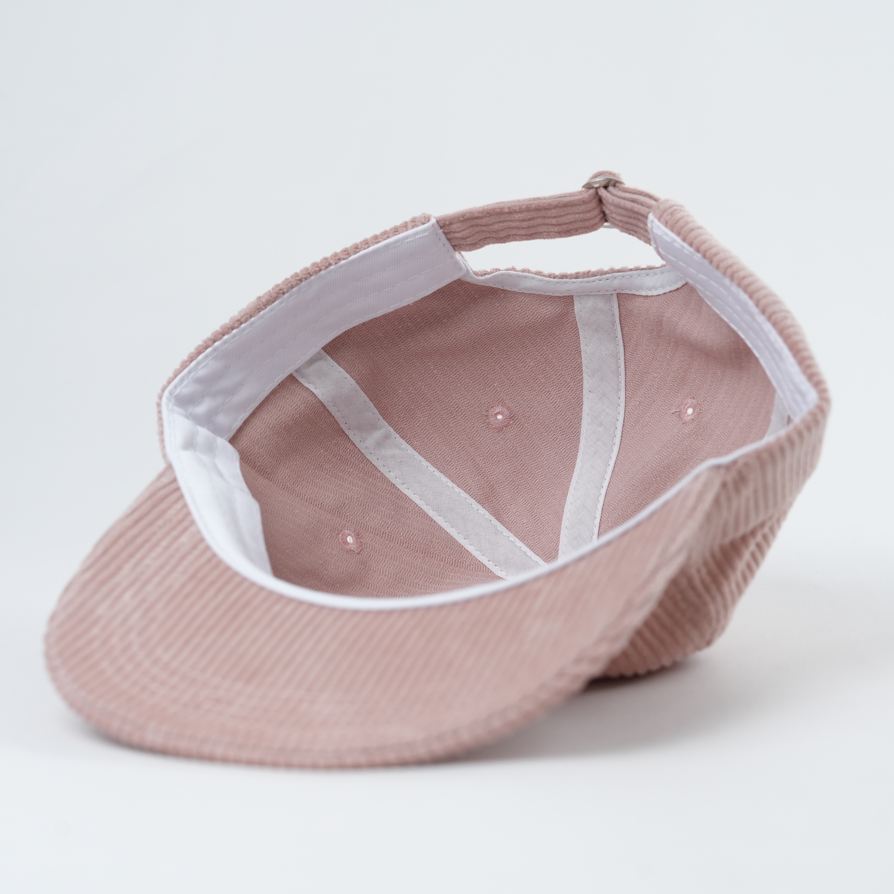 Pink Corduroy Five Panel Cap with Red Wish You Were Here Embroidery