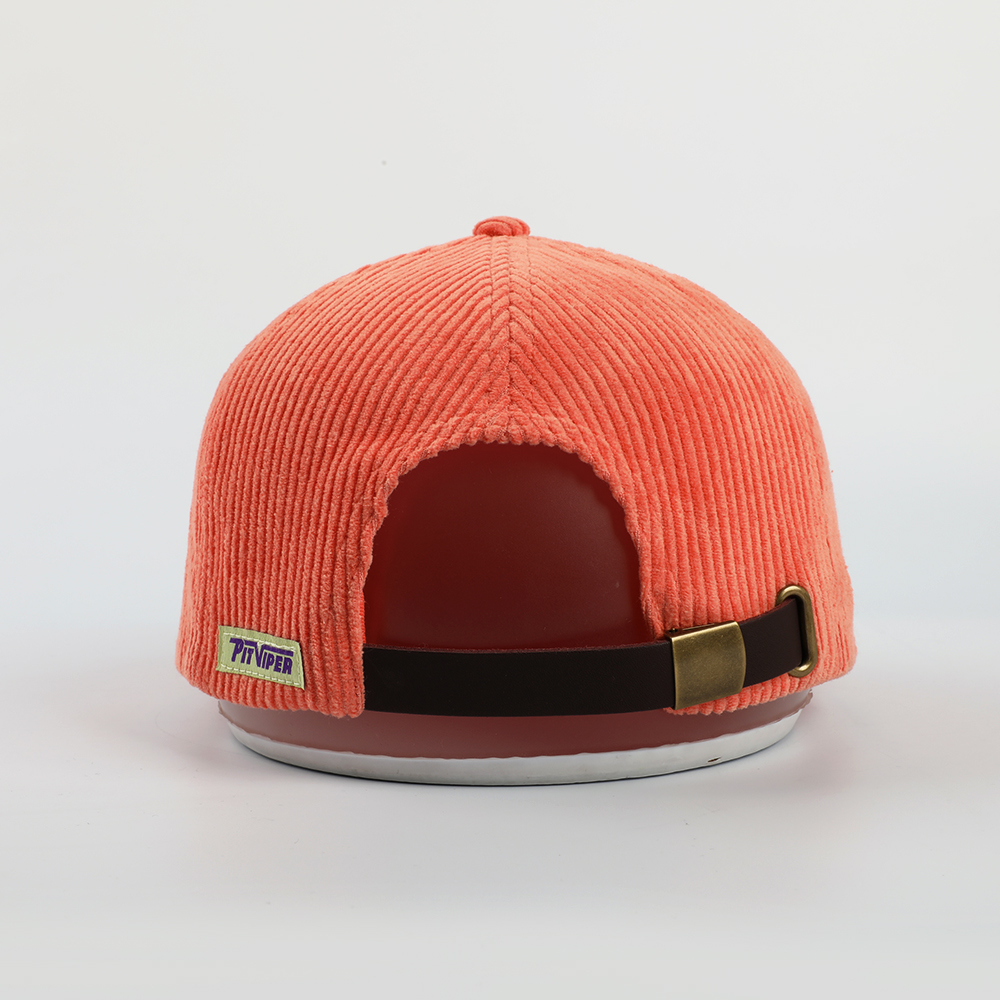 Vintage Corduroy Snapback Cap with Embroidered Logo Adjustable Flat Brim Streetwear Hat