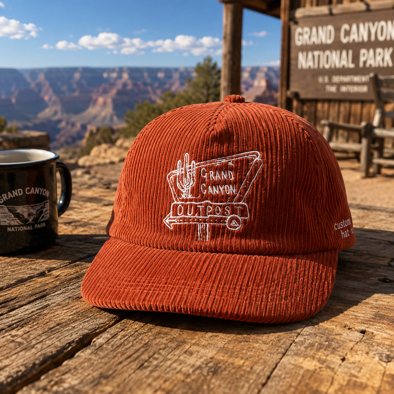 Black and Rust Corduroy Western Embroidered 5 Panel Caps