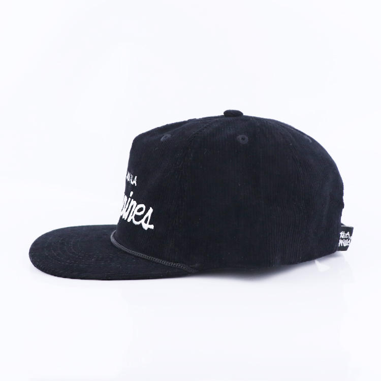 Black ILLA MANILA Philippines Corduroy Rope Snapback Cap