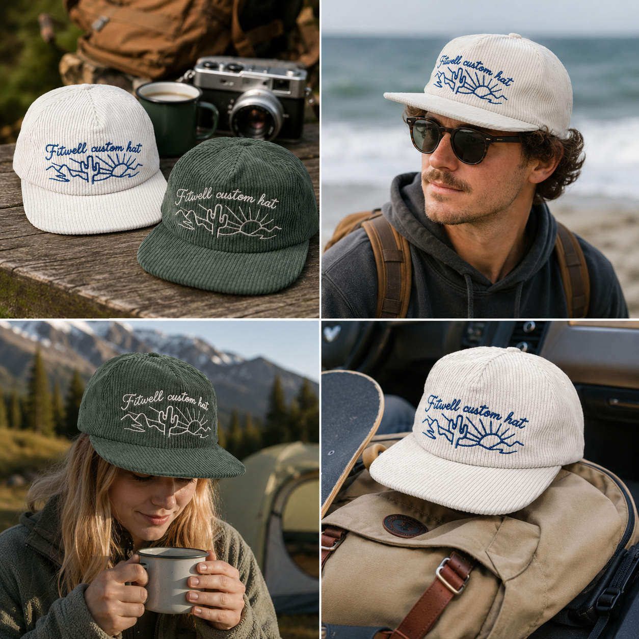 Desert Roam Embroidered Corduroy Five-Panel Snapback Cap
