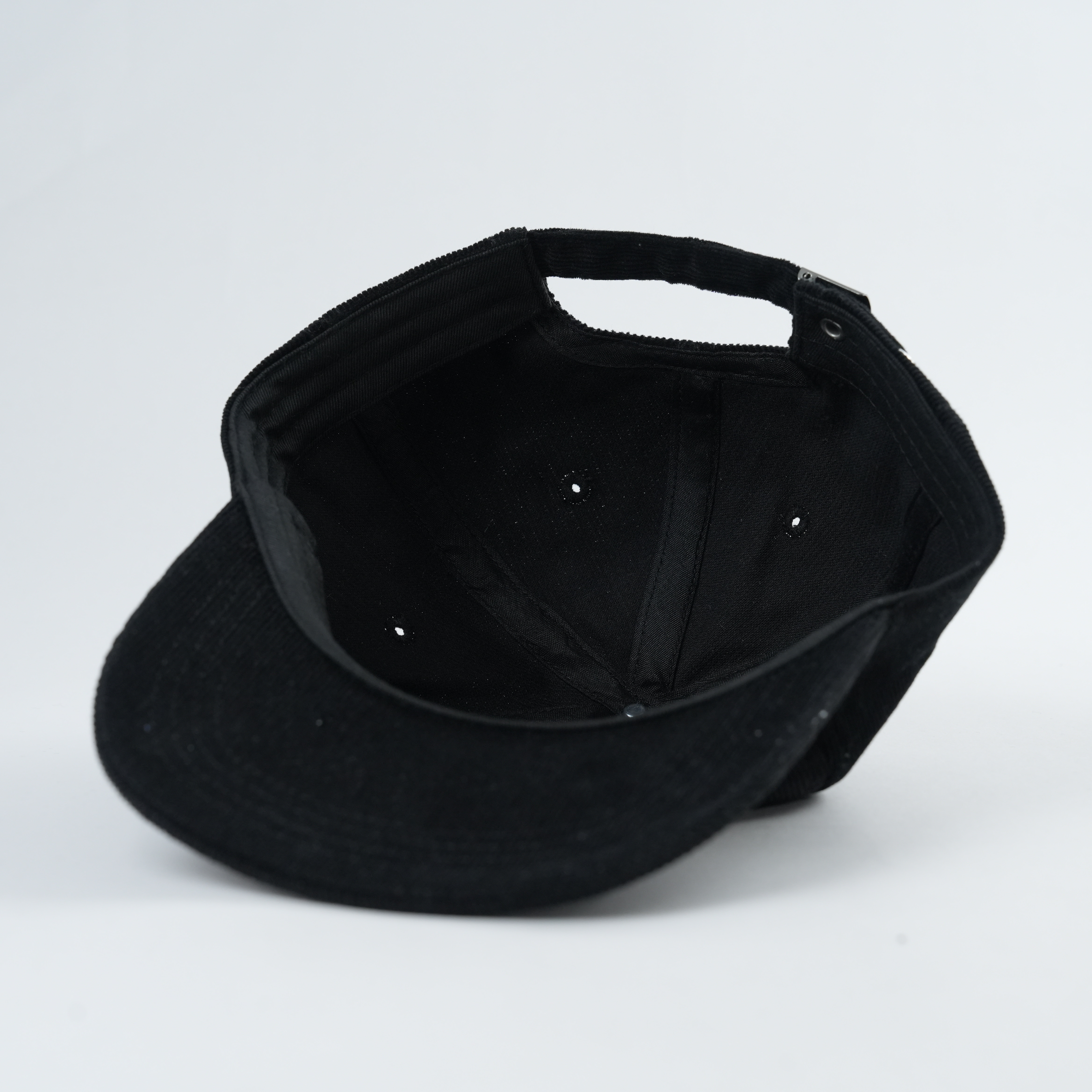 Black Corduroy Snapback Cap with Sparkle Script Embroidered Logo