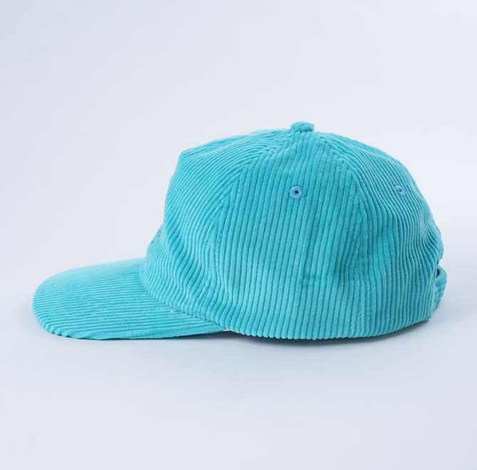 Turquoise Corduroy Taco Embroidered Flat Brim Snapback Cap
