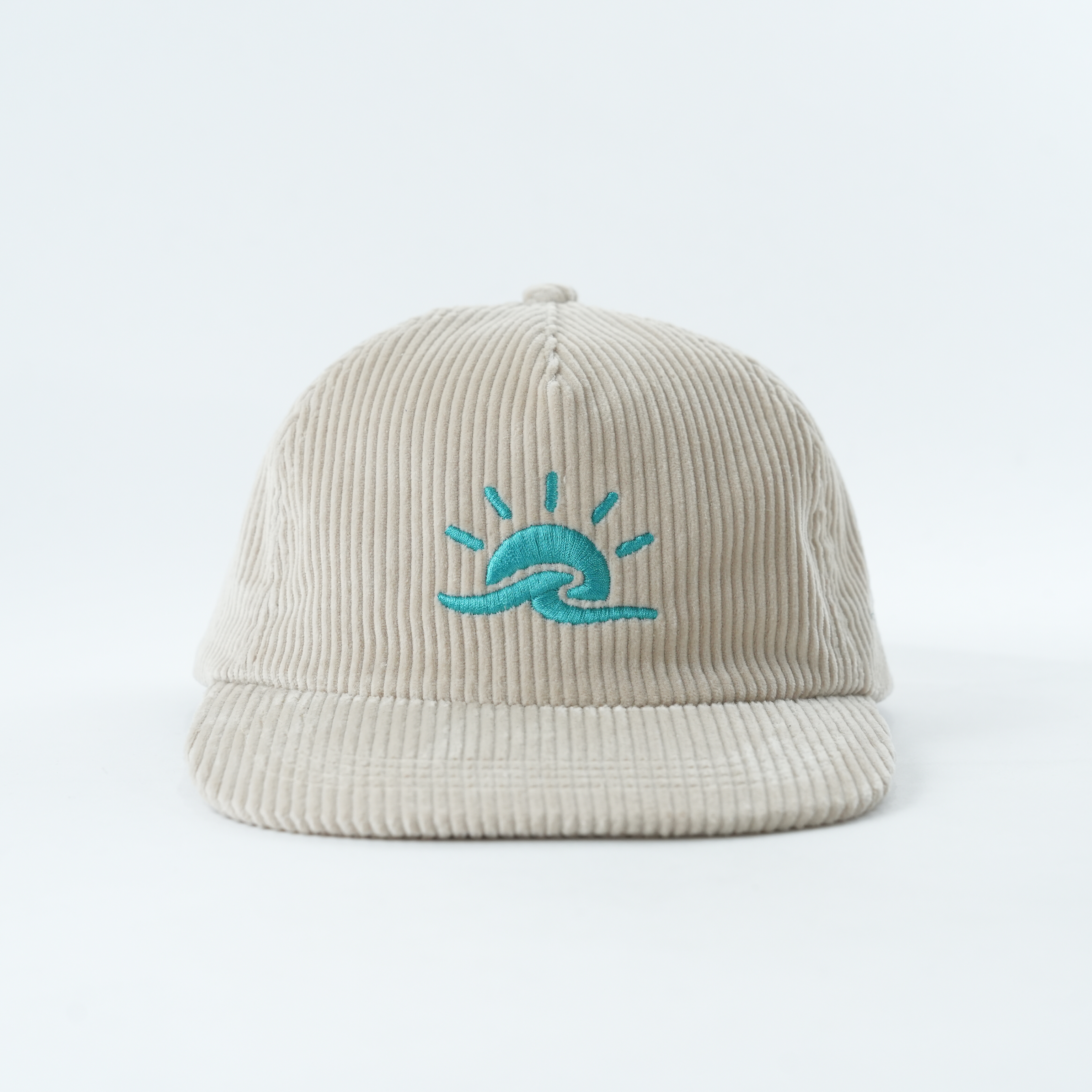 Beige Ribbed Wave Embroidery Casual Streetwear Cap