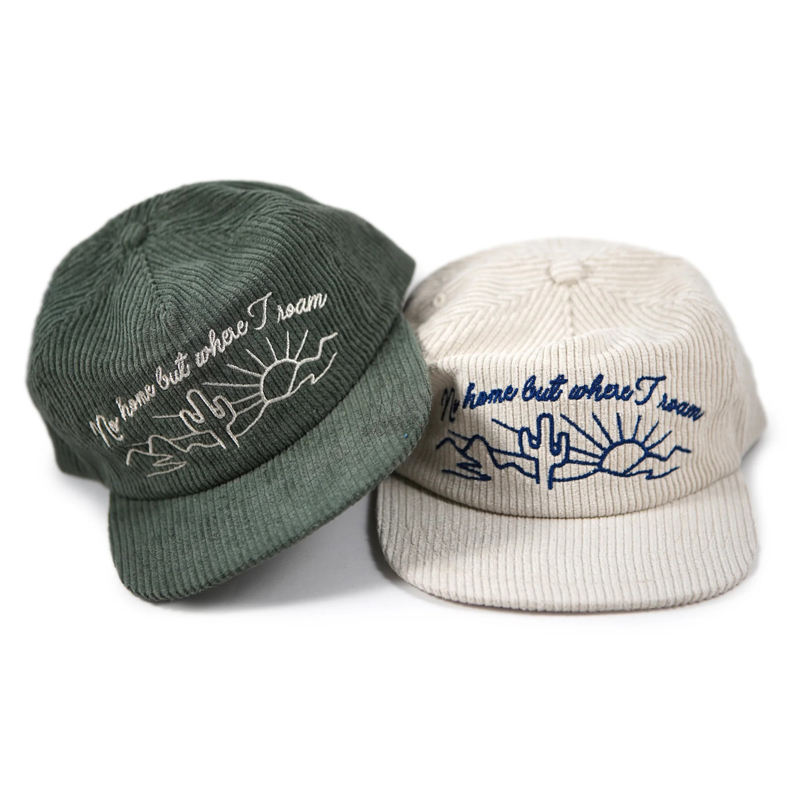 Desert Roam Embroidered Corduroy Five-Panel Snapback Cap