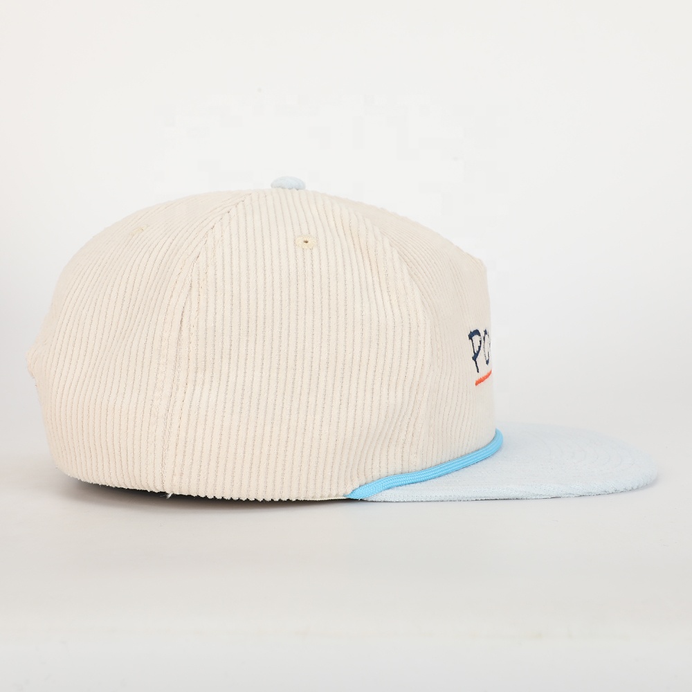 POWSCAPE Two-Tone Corduroy Rope Snapback Cap with Embroidered Script