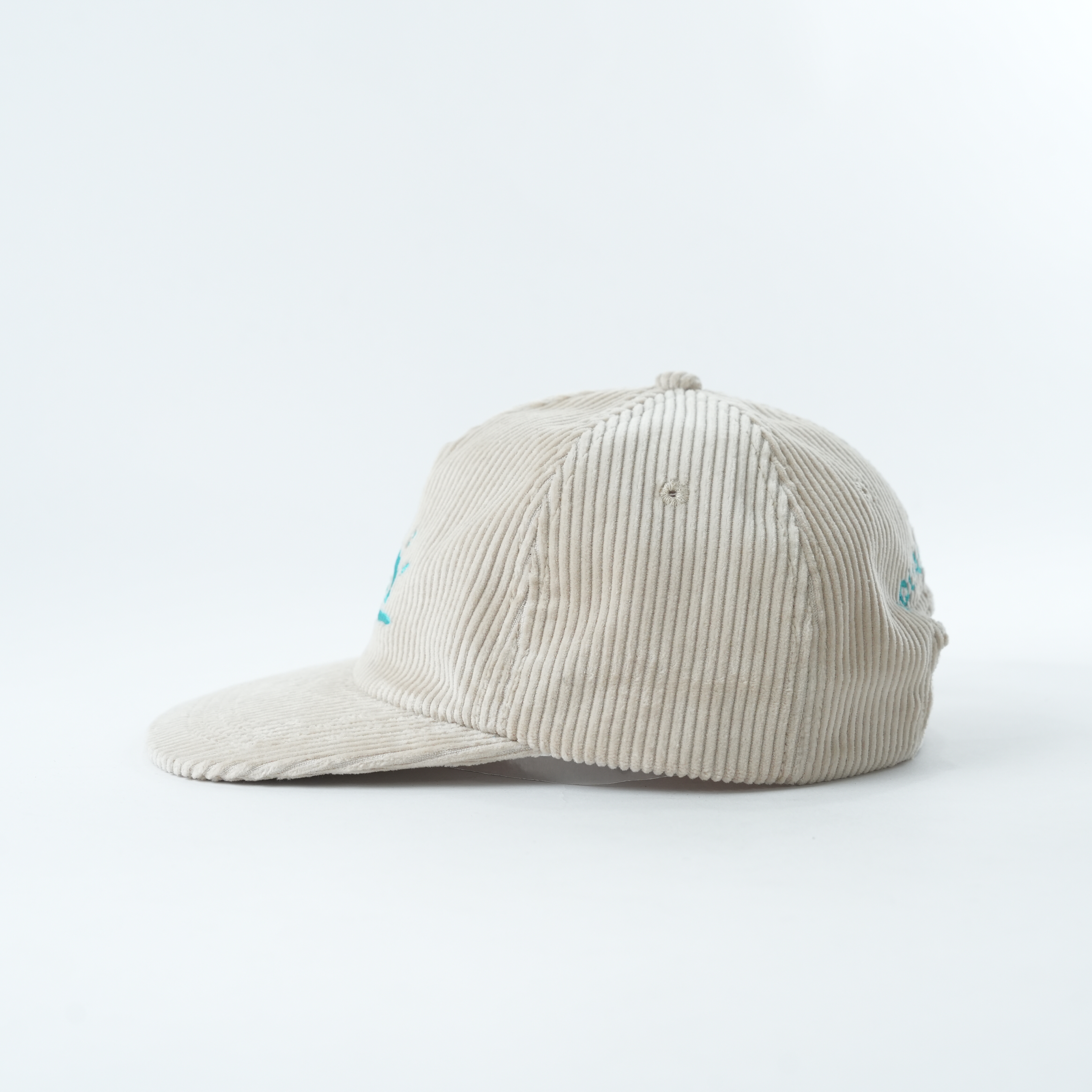 Beige Ribbed Wave Embroidery Casual Streetwear Cap