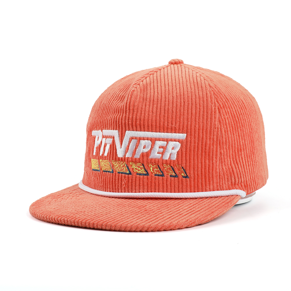 Vintage Corduroy Snapback Cap with Embroidered Logo Adjustable Flat Brim Streetwear Hat