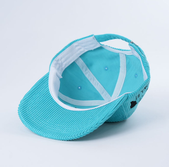 Turquoise Corduroy Taco Embroidered Flat Brim Snapback Cap