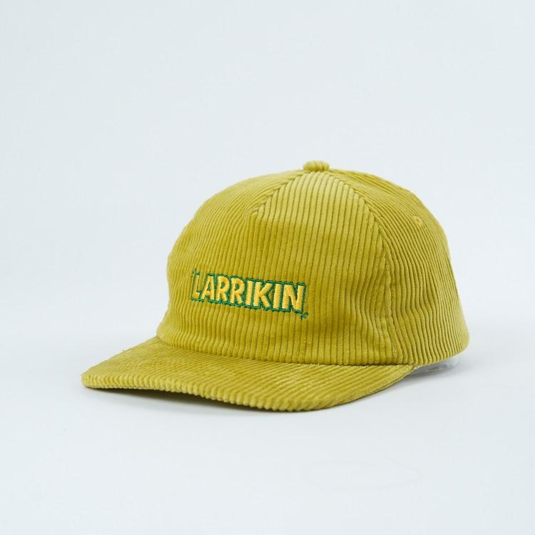Mustard Yellow Corduroy Five-Panel Cap with Front Embroidered Lettering