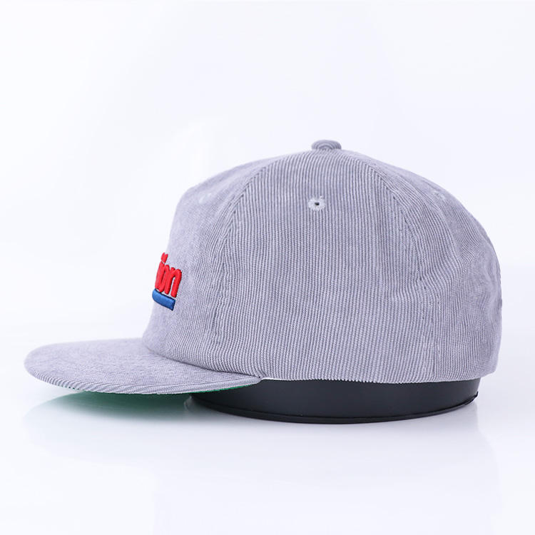 Light Gray Corduroy Embroidered Soft-Front Snapback Cap