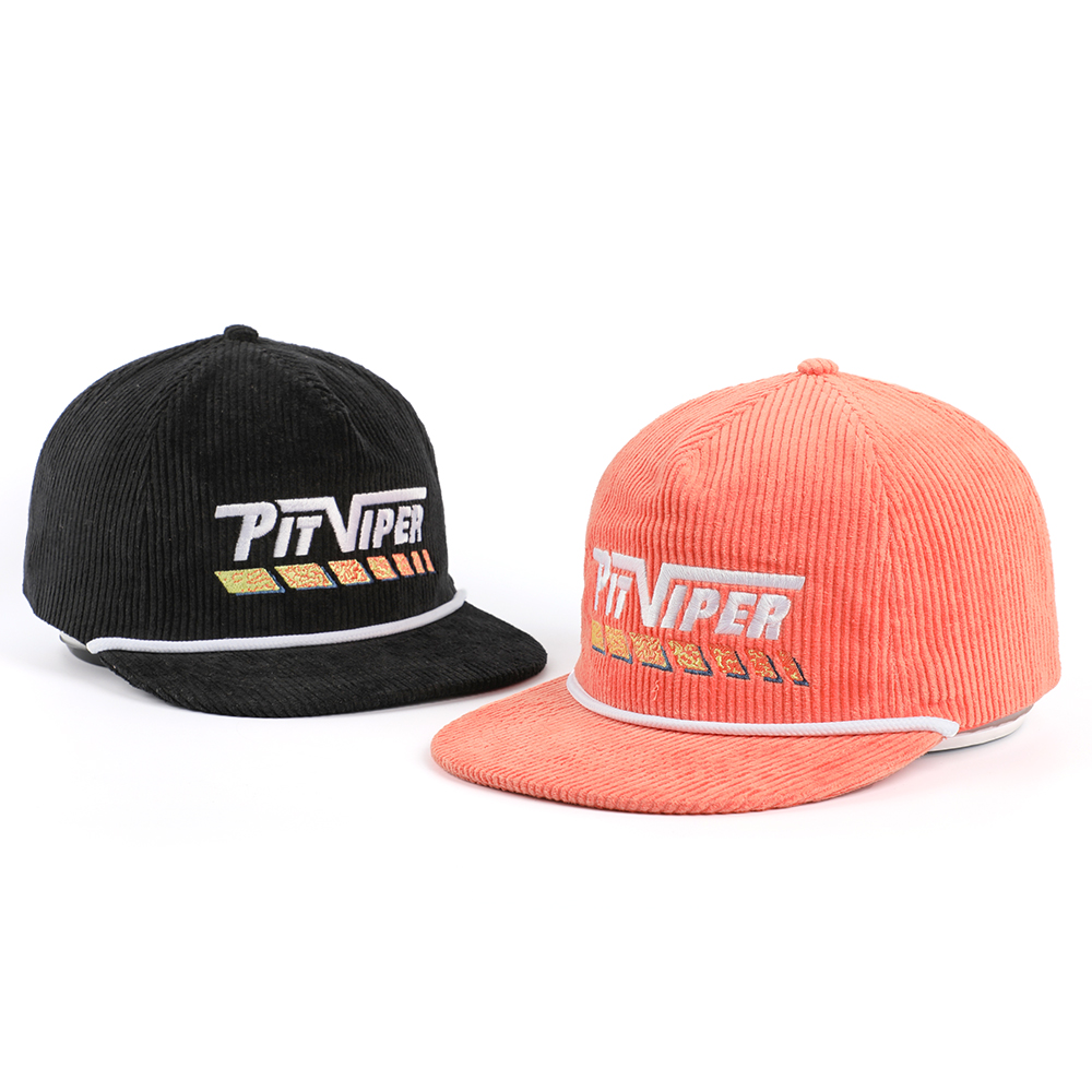 Vintage Corduroy Snapback Cap with Embroidered Logo Adjustable Flat Brim Streetwear Hat