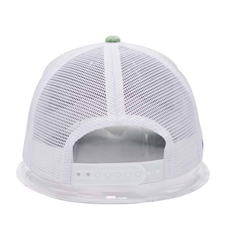 Mint Green Corduroy Trucker Cap with Embroidered Fruit Logo and Mesh Back Panels