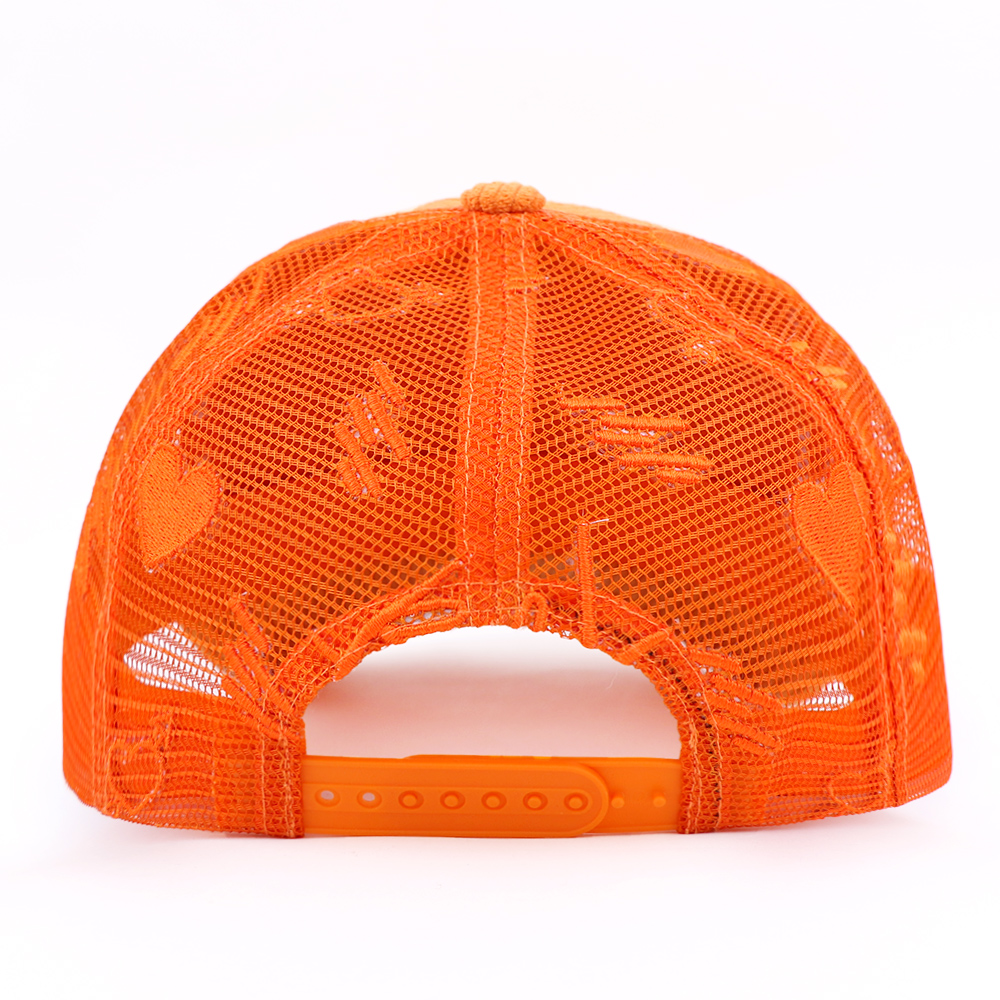 Orange Corduroy Trucker Hat with Be Love Embroidered Logo