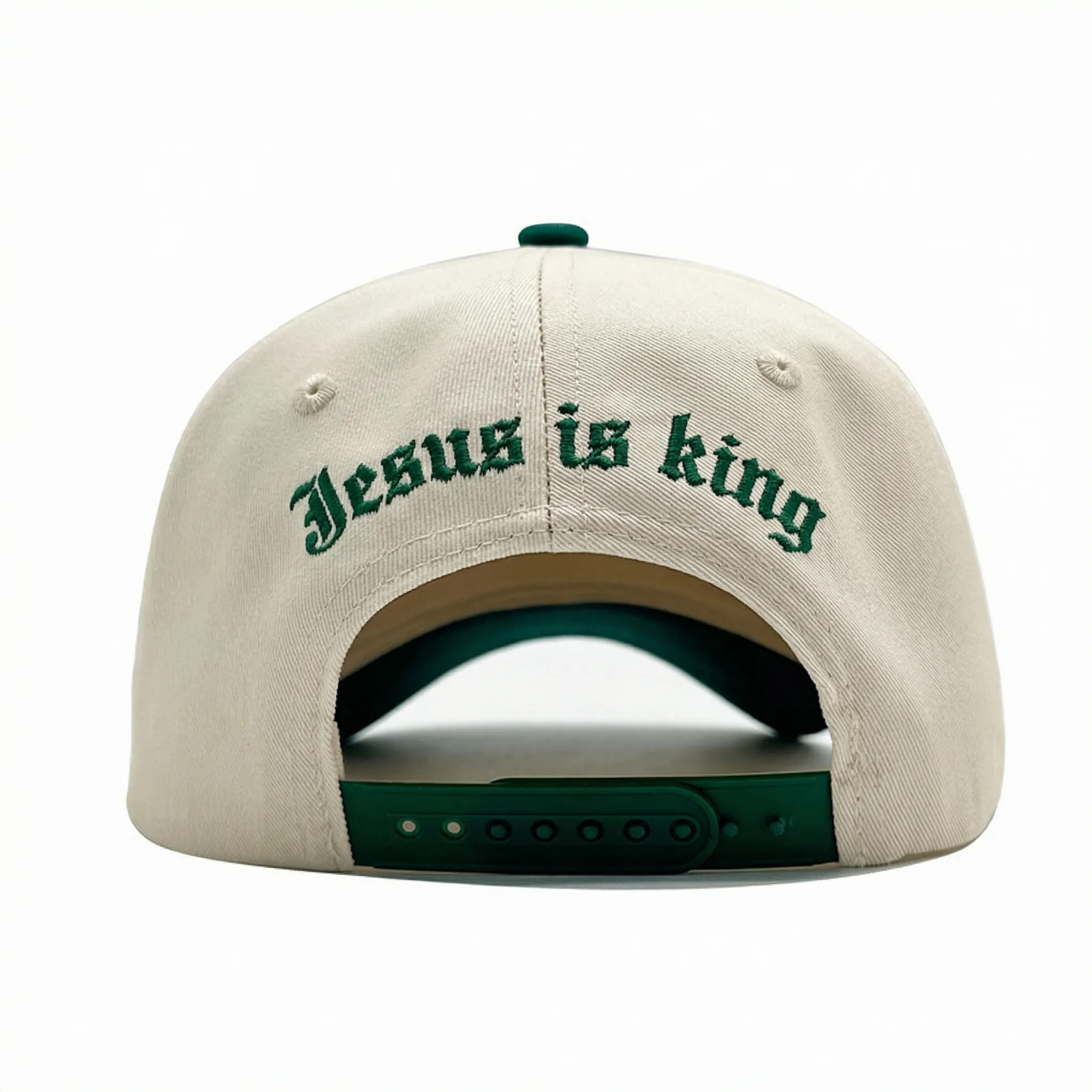 Cream and Green Jesus Saves Two-Tone Embroidered Baseball Cap