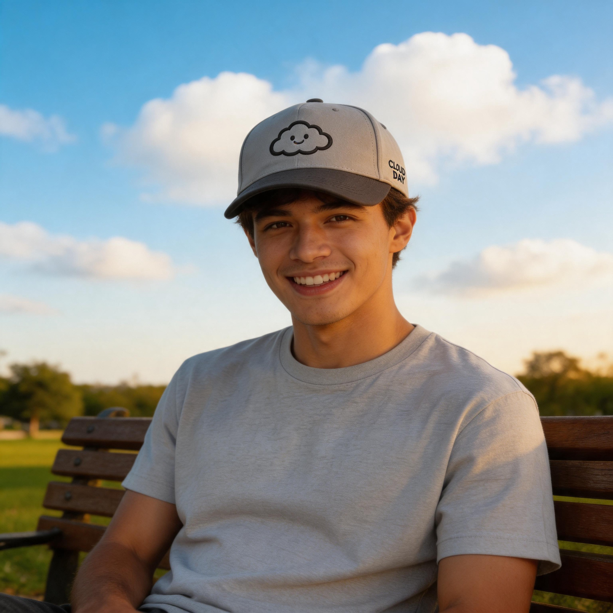 Classic Two Tone Embroidered Cloud Logo Baseball Cap Adjustable Cotton Twill Hat
