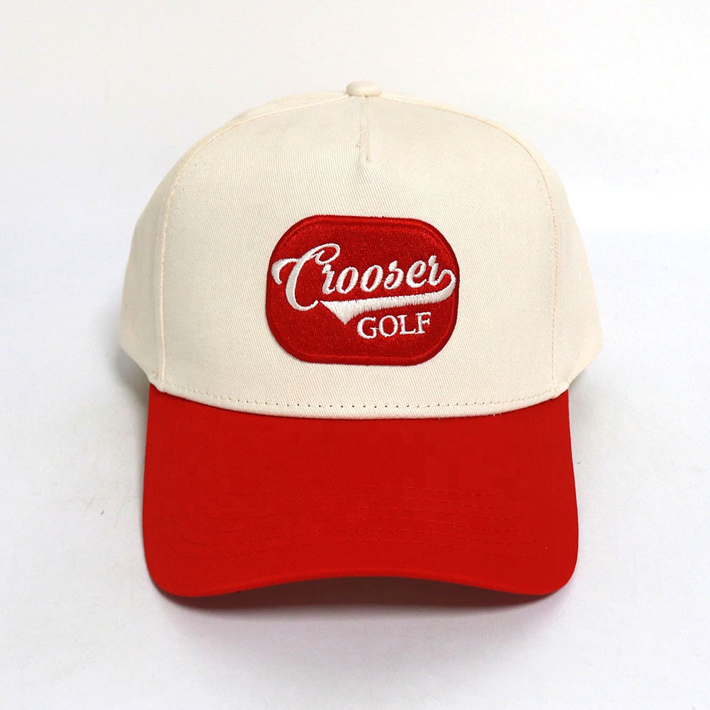 Rooster Golf Two Tone Embroidered Baseball Cap Cream Red